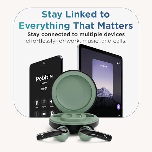 Pebble Cyclo Buds True Wireless Earbuds | Deep Bass | AI Powere ENC | 4 Mics | Dynamic Drivers | Dual Pairing | Voice Assistant - Black