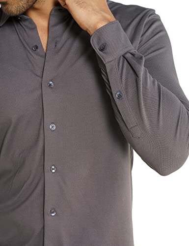 DAMENSCH Constant Cotton Thermoregulating Pique Full Shirts-Pack of 1-Blackened Pearl-Medium