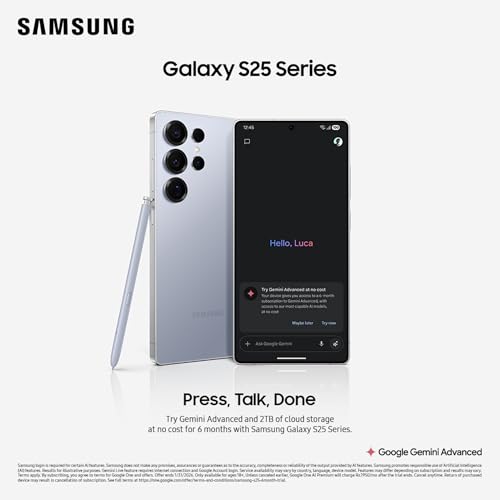 Samsung Galaxy S25 Ultra 5G AI Smartphone (Titanium Silverblue, 12GB RAM, 1TB Storage), 200MP Camera, S Pen Included, Long Battery Life