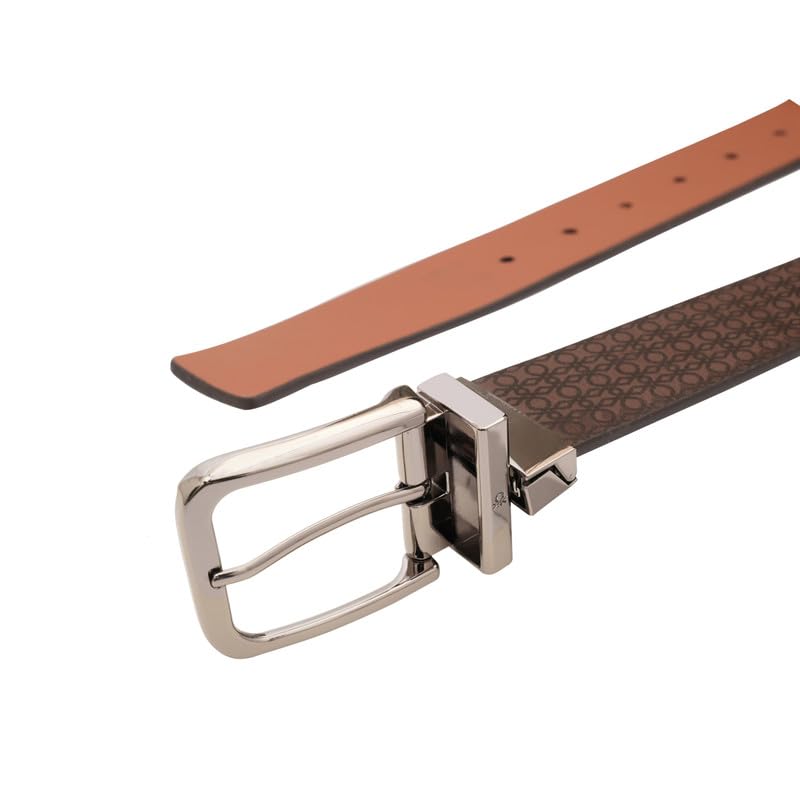 United Colors of Benetton Men's Reversible Leather Belt Elkin | Color - Chocolate+Tan | XL 110Cm | Formal & Casual | Ideal For Gifting