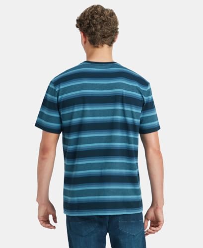 Jockey 2715 Men's Super Combed Cotton Rich Striped Round Neck Half Sleeve T-Shirt_Navy, Insignia Blue & Stellar_XXL