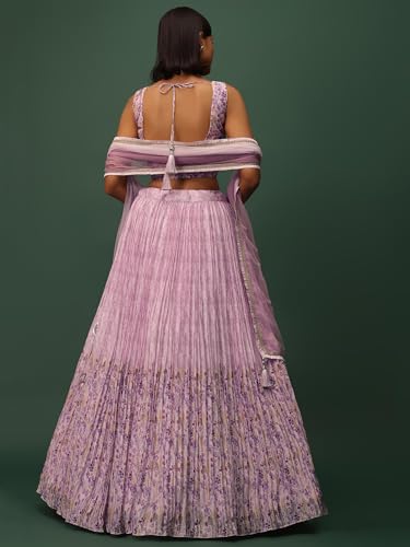 Zeel Clothing Digital Print Mirror Hand Work Georgette Lehenga Choli with Dupatta (5100-Pink-Wedding-Stylish-Lehenga-Choli; Free Size)