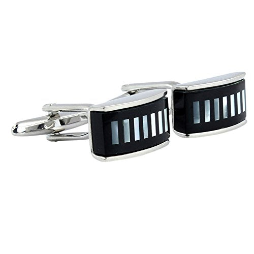 Peluche Natural Mother of Pearl Stone (Semi-precious) & Black Onyx Stone Cufflinks for Men