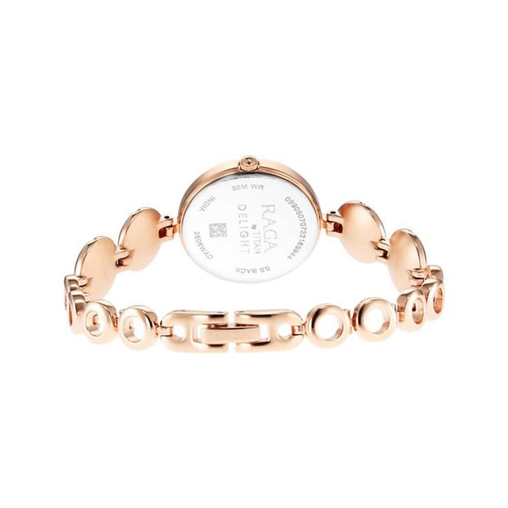 Titan Raga Delight Quartz Analog Two Toned Silver & Rose Gold Dial Rose Gold Metal Strap Watch for Women - NT2606WM11