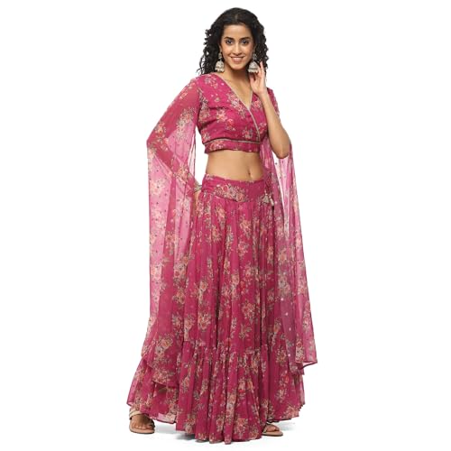 BIBA WOMEN PRINTED STRAIGHT SALWAR KURTA DUPATTA(SKDASSORTED9076_PINK_34)