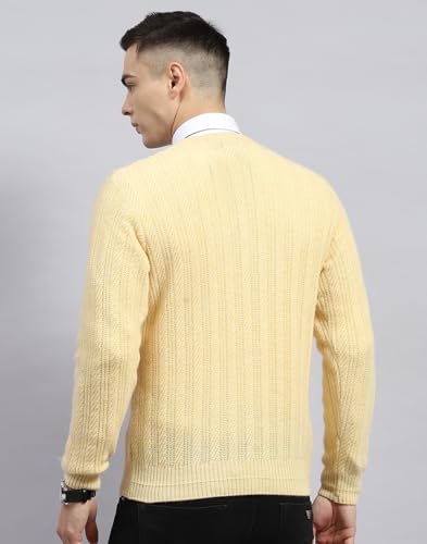 Monte Carlo Mens Beige Self Design V Neck Full Sleeve Pullover (1236031VN-2682-42)