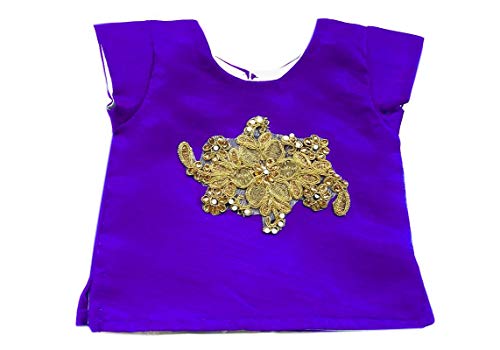Stanwells Kids Baby Girls Cotton Silk Readymade Lehenga Choli Set | Traditional Embroidered South Indian Pattu Pavadai Ethnic Wear – Violet (3–4 Years)