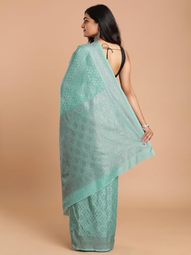Kalyan Silks Black & Silver Buttas Sea Blue Saree