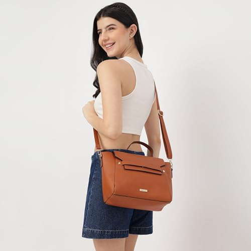 Fastrack Structured Sling Bag For Women | Faux Leather Sling With Detachable and Adjustable Belt | Flap Closure With Magnetic Lock and Handheld Option | Trendy Women Handbags