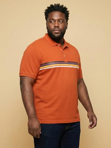 Bigbanana Men Plus Solid Orange Half Sleeve Polo Tshirt (Forge,Orange,3XL)