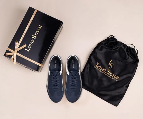 LOUIS STITCH Blue and Grey Sneaker for Men | Comfortable Lace-Up Sneaker | LSP-SNK-AVI004-BUGY | UK-8