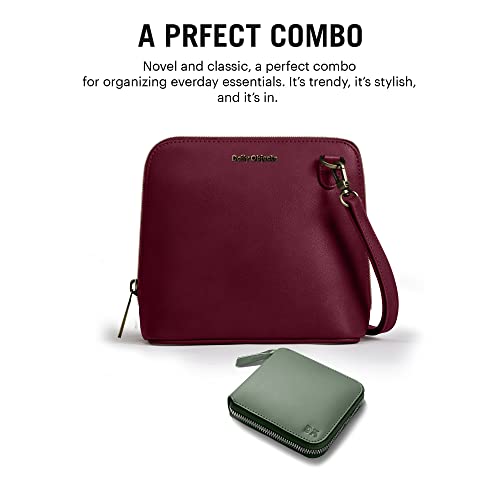 DailyObjects Trapeze Sling Crossbody Bag for Women and Latest Stylish Zip Wallet Purses for Women's, Girls | Durable Vegan Leather | Ladies Mobile Sling Bag | Zipper Closure | Made in India (Combo)