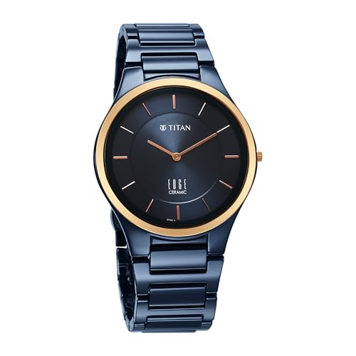 Titan Edge Bicolour Quartz Analog Blue Dial Blue Ceramic Strap Watch for Men/NT1696KC05