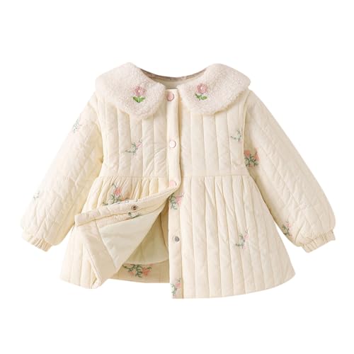 Hopscotch Girls Polyester Waist Length Jackets in Off-White Color For Ages 3-4 Years