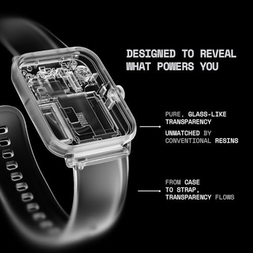 Fire-Boltt Ninja Phantom Smart Watch 1.83” Display, Transparent Clear Body Design, Bluetooth Calling, 120+ Sports Modes, Voice Assistant, AI Outfit Watch Face Smartwatch for Men & Women Shadow Black