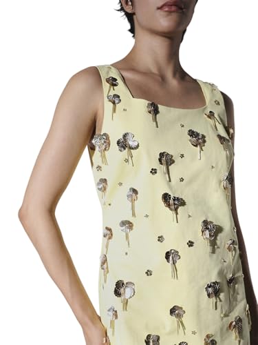 ONLY Women's Embellished Fit and Flare Yellow Dress