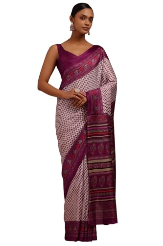 Soch Womens Magenta Art Silk Floral Print Saree