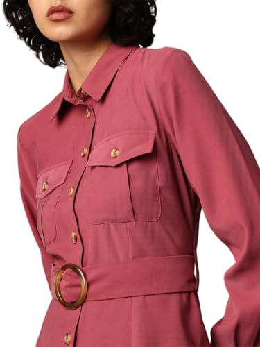 ONLY Women Pink Fit and Flare Shirt Dress