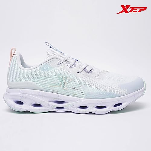 XTEP Off White & Green Reactive Coil Running Shoes for Women Euro 39 - SaumyasStore