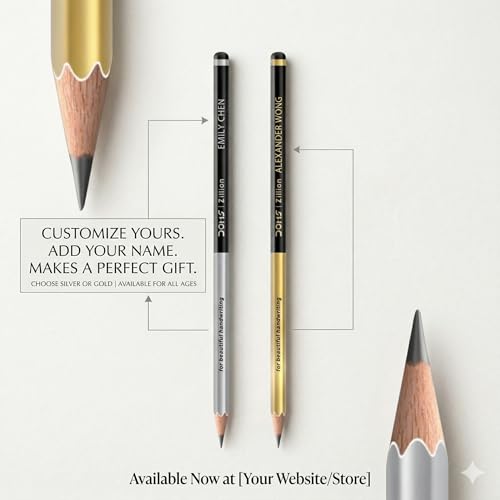 Premium Black & Silver Engraved HB Pencils | Customised School Pencil Set | Birthday Return Gift | Luxury Wooden Pencils | Kids Personalised Gift (20 Pcs)