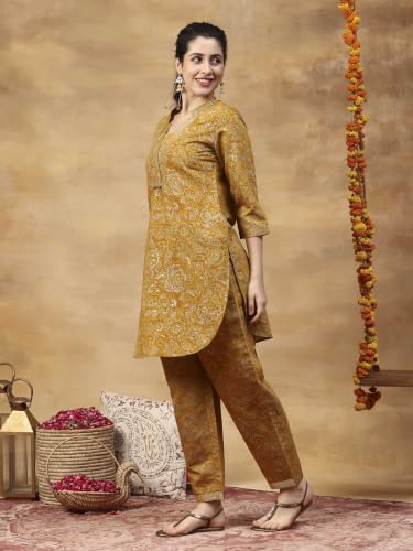 Rangriti Viscose Blend Printed A-Line Festive Kurta With Salwar