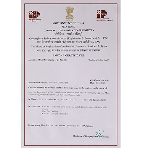 Ada Women Hand Embroidered Lucknowi Chikankari Georgette Saree With Unstitched Regular Fit Blouse Piece A129561, Green