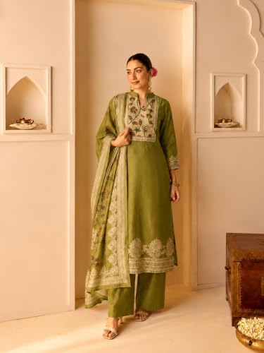 Varanga chanderi printed kurta with trouser and dupatta