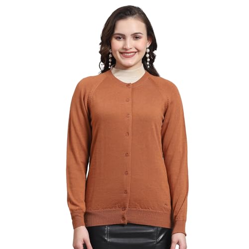 Monte Carlo Womens Pure Wool Solid Sweater (1230708Rn-2457-44, Mid Copper, 3XL)