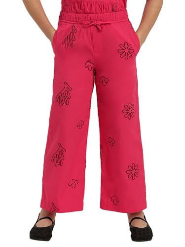 VERO MODA Girl Mid Rise Relaxed Fit Pink Pants