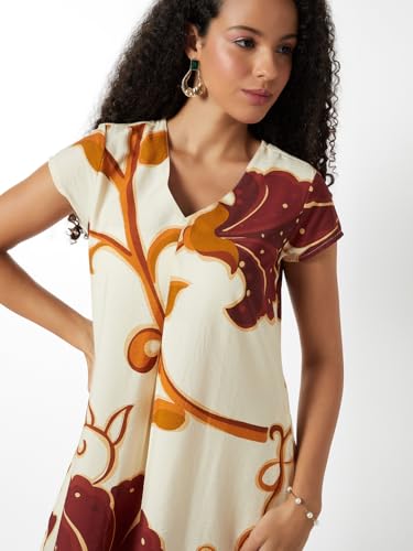 Max Women's Polyester A-Line Below The Knee Dress (EH59008B_Off White