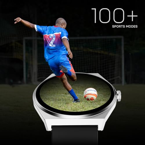 Fire-Boltt Phoenix Nova Smartwatch 1.43” Slim Super AMOLED Display, 466x466 Pixel Always-On Display, Bluetooth Calling, Health Tracker for Men & Women Midnight Black