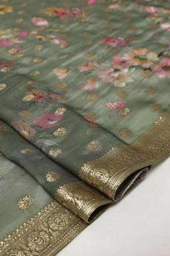 Soch Womens Olive Brocade Floral Chudidar Set With Zari