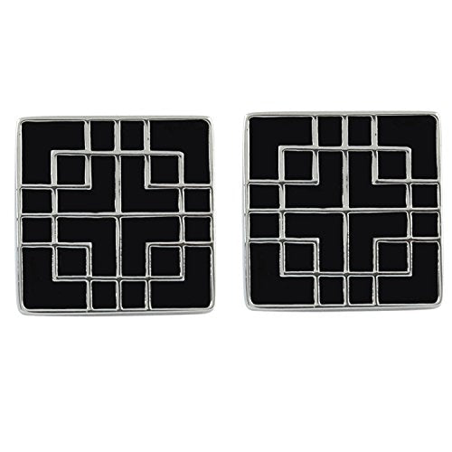 Peluche Black Enamel Cufflinks for Men