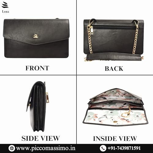 Lona Premium Minimalist Leather Clutch – Envelope Silhouette with Subtle Chain Detailing for Modern Elegance