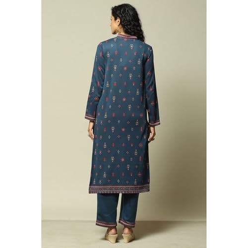 Rangriti Women Cotton Blend Straight Suit Set (WNTRWR18802AW23BLU_Blue