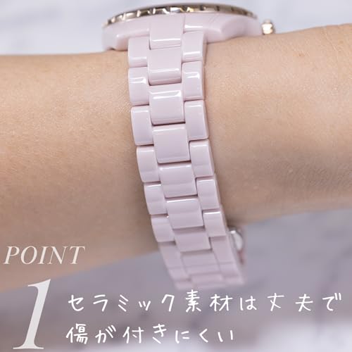 COACH Coach Watch Women's PRESTON Ceramic Quartz Watch Watch Brand, Pink, Bracelet Type