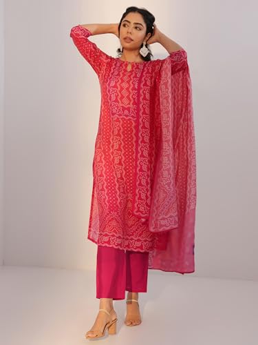 Libas Women's Silk Blend Kurta Set (400314R_Red
