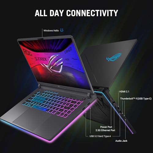 ASUS ROG Strix G16 (2025) Gaming Laptop, 16” ROG Nebula Display 16:10 2.5K 240Hz/3ms, NVIDIA® GeForce RTX™ 5060 GPU, Intel® Core™ Ultra 9 Processor 275HX, 16GB DDR5, 1TB SSD, Wi-Fi 7, Wind11 Home