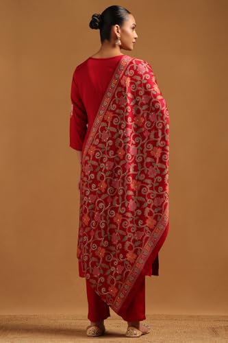 Soch Womens Red Viscose Blend Floral Salwar Suit