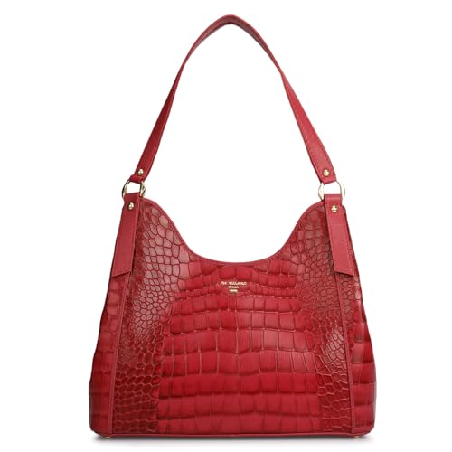 Da Milano Leather Shoulder Bag for Women - Purple (01208M-OL)