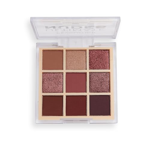 Makeup Revolution Ultimate Nudes Shadow Palette Dark Eyeshadow Palette 9 Pigmented Color for Eye Make Up_ High Professional Mattes and Shimmers Shades-8g
