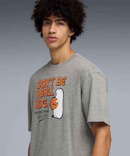 PUMA | Junior Varsity II Men's Relaxed Basketball Tee | Medium Gray Heather | XS