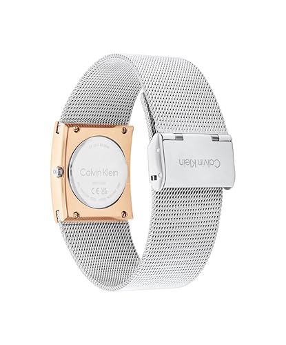 Calvin Klein Ck Pulse Qtz Basic Slim Silver White Rectangle Dial Women's Watch|Stainless Steel Material|Multi Color Band - 25100063