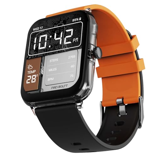 Fire-Boltt Ninja Phantom Smart Watch 1.83” Display, Transparent Clear Body Design, Bluetooth Calling, 120+ Sports Modes, Voice Assistant, AI Outfit Watch Face Smartwatch for Men & Women Blaze Orange