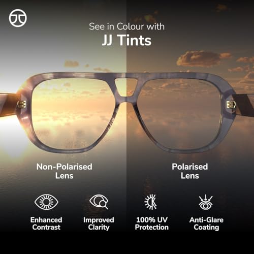 John Jacobs 100% UV Protected | Silver-Brown Full Rim Round | Stylish & Premium Sunglasses | For Men & Women | Medium | JJ S13871