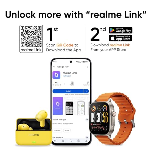 realme Buds T500 Pro TWS Earbuds with 12.4mm Drivers, Upto 50dB ANC,3D Spatial Audio, 56H Playtime, AI ENC, IP55 Rating, and 45ms Low Latency BT 6.1 (Orange Mint)