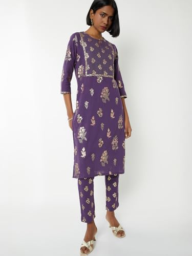 Max Women's Cotton Blend Kurta Set (CTKSTGEP37_Purple