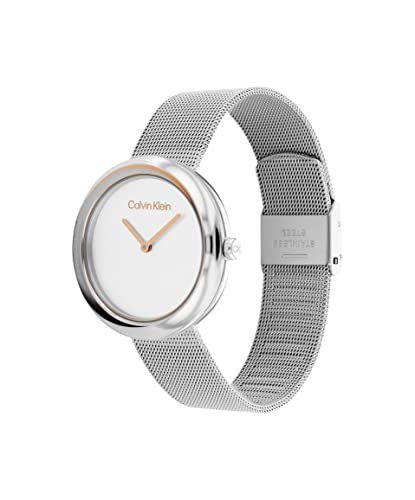 Calvin Klein Twisted Bezel Analog White Dial Women's Watch-25200011