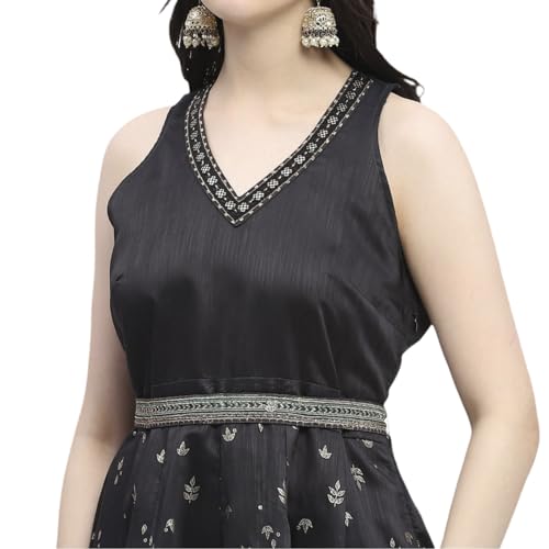 BIBA Women's Dupion Mini Dress (FEST2739AW24BLK_Black