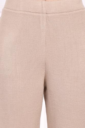 W for Woman Beige Solid Acrylic Legging - (W62081-224545-XL)